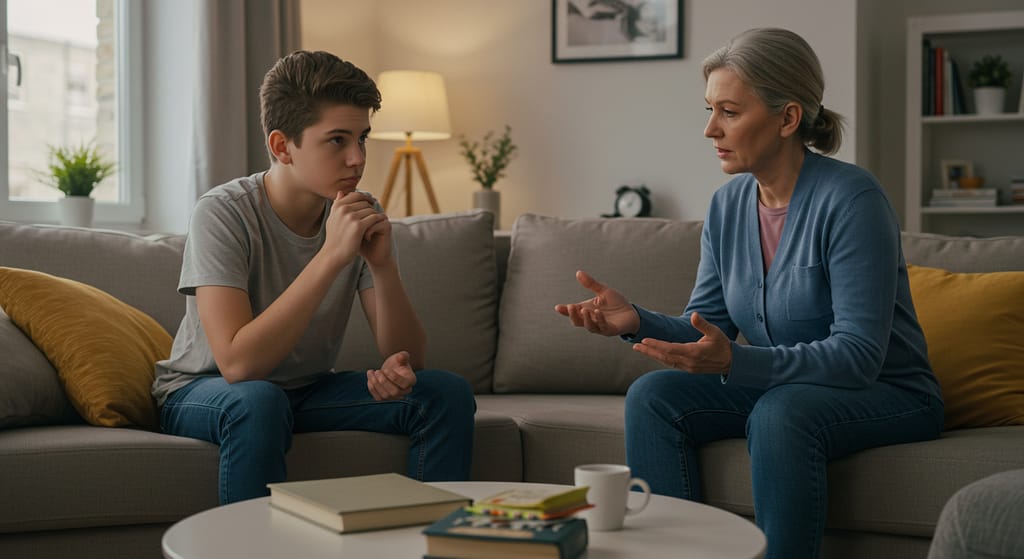 Teen conflict resolution – parent helping teenager manage conflict calmly at home